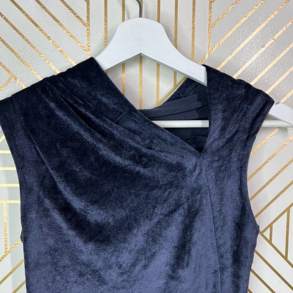 RTA Julie Draped Velvet Bodysuit in Navy - XS - Picture 8 of 11